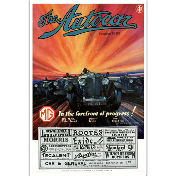 12" x 18" Poster Featuring 1931 Autocar Cover of MG