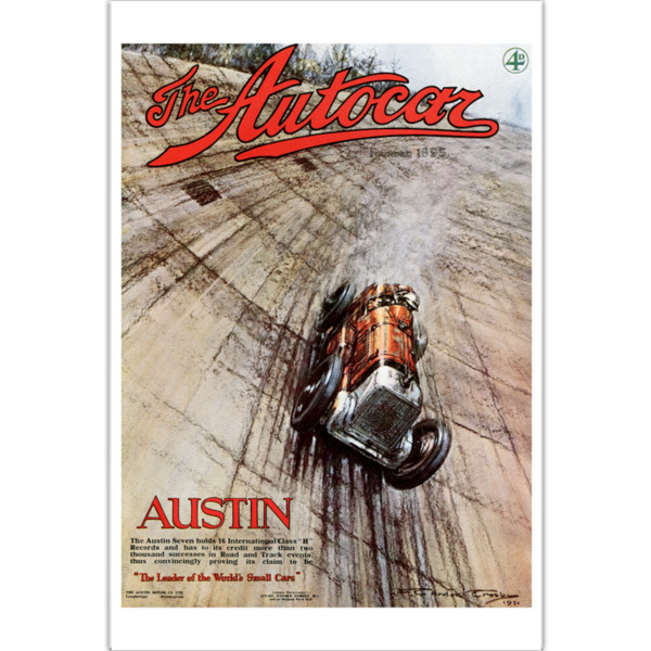 12" x 18" Poster Featuring 1931 Autocar Cover of Austin 7 at Brooklands