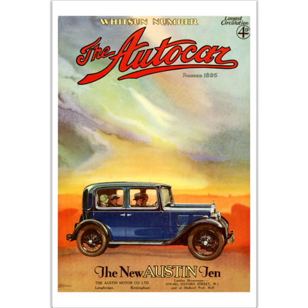 12" x 18" Poster Featuring 1932 Autocar Cover of Austin 10
