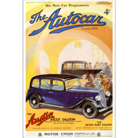 12" x 18" Poster Featuring 1935 Autocar Cover of Austin Ascot & Ruby