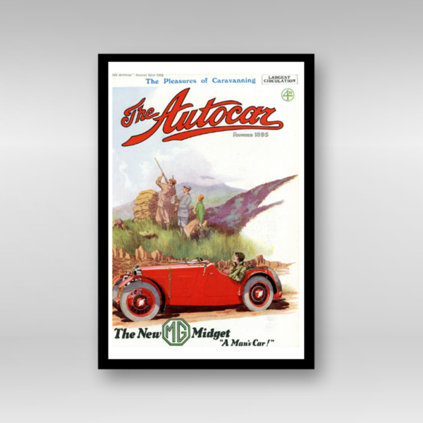 Framed Art Print Featuring 1932 Autocar Cover of MG Midget
