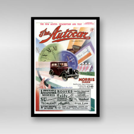 Framed Art Print Featuring 1931 Autocar Cover of Morris Minor