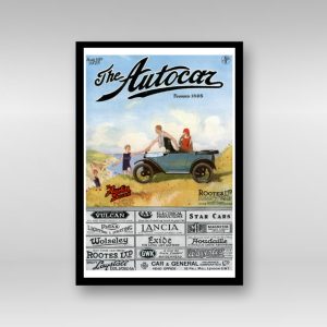 Framed Art Print Featuring 1925 Autocar Cover of Austin Seven Chummy Family at the Seaside & Rootes Ltd Advert