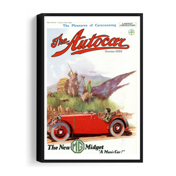 Framed Canvas Featuring 1932 Autocar Cover of MG Midget