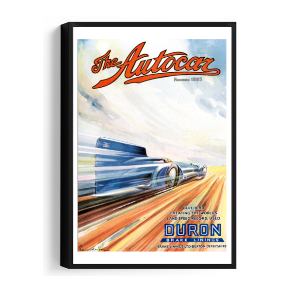 Framed Canvas Featuring 1932 Autocar Cover of Sir Malcolm Campbell Blue Bird