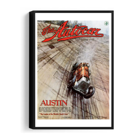Framed Canvas Print Featuring 1931 Autocar Cover of Austin 7 at Brooklands