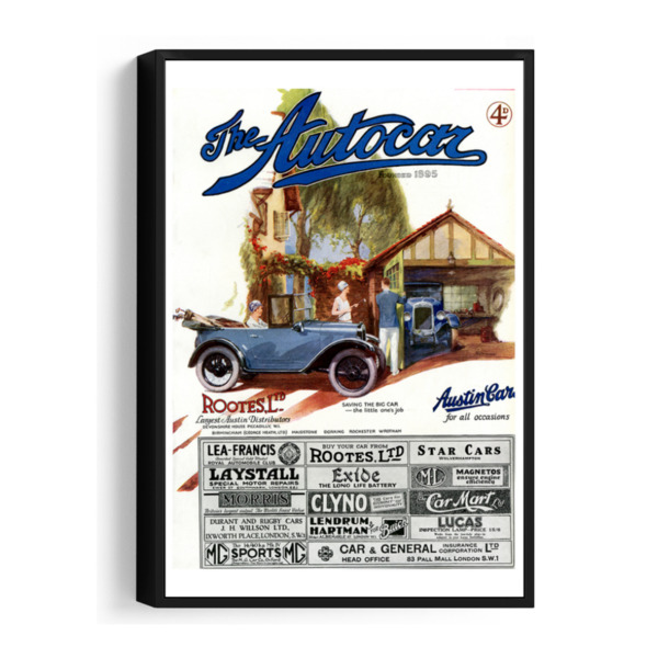 Framed Canvas Print Featuring 1928 Autocar Cover of Austin 7