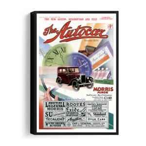 Framed Canvas Print Featuring 1931 Autocar Cover of Morris Minor
