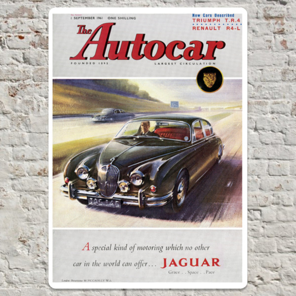 1961 Jaguar MK-2 - Metal Plate Print 20cm x 30cm