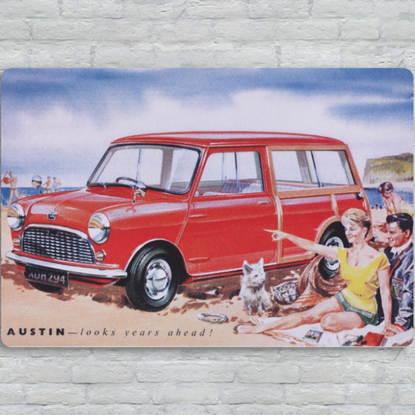 Austin Mini Traveller - Metal Plate Print 30cm x 20cm (Landscape)
