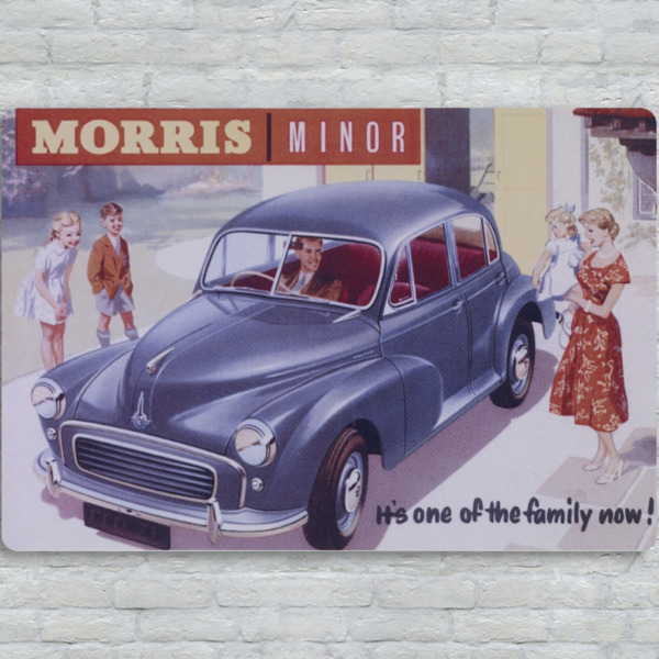 Morris Minor Family - Metal Plate Print 30cm x 20cm (Landscape)