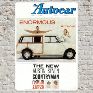 1960 Mini Austin 7 Countryman - Metal Plate Print 20cm x 30cm