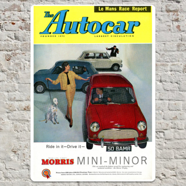 1960 Mini Morris - Metal Plate Print 20cm x 30cm