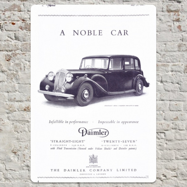 Daimler A Noble Car - Metal Plate Print 20cm x 30cm (Portrait)