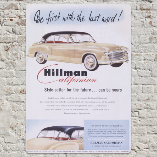Hillman Californian - Metal Plate Print 20cm x 30cm (Portrait)