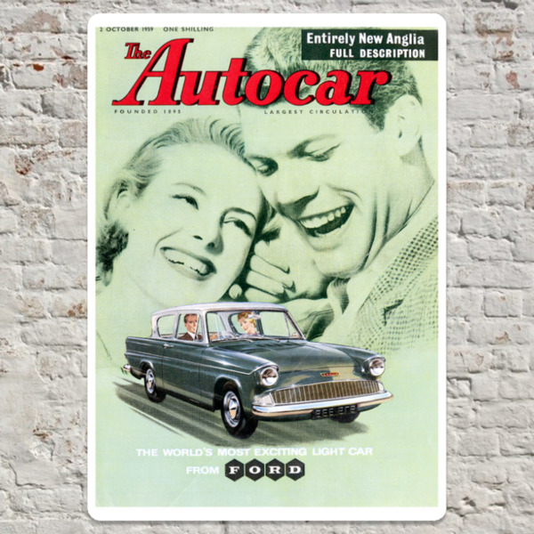 1959 Ford Anglia - Metal Plate Print 20cm x 30cm