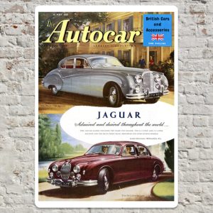 1958 Jaguar MK VIII and MK2 - Metal Plate Print 20cm x 30cm