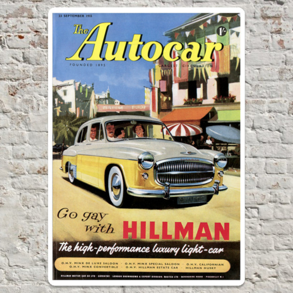 1955 Hillman Minx - Metal Plate Print 20cm x 30cm