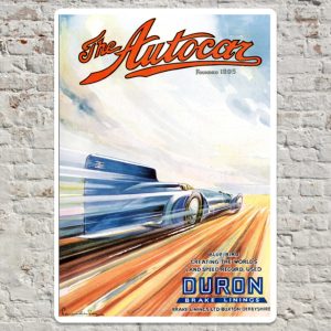 20cm x 30cm Metal Plate Print Featuring 1932 Autocar Cover of Sir Malcolm Campbell Blue Bird