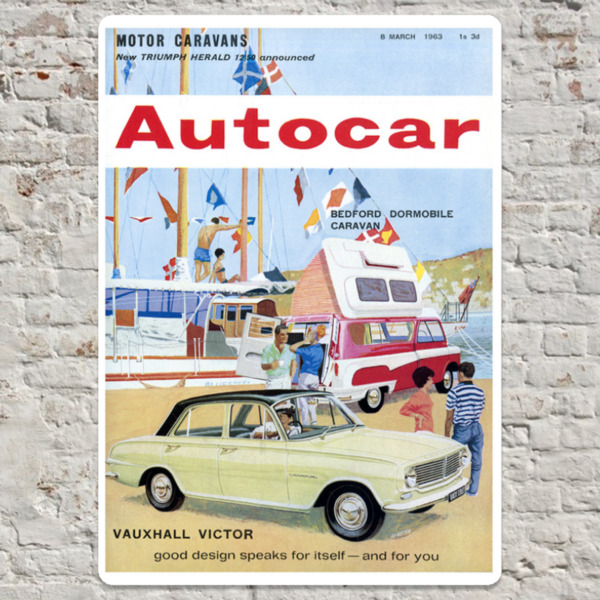 1963 Vauxhall Victor FB and Bedford CA Dormobile - Metal Plate Print 20cm x 30cm
