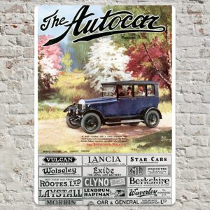 20cm x 30cm Metal Plate Print Featuring 1926 Autocar Cover of the Morris Cowley