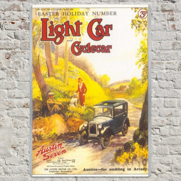1920 Austin 7 Light Car Cover - Metal Plate Print 20cm x 30cm (Portrait)