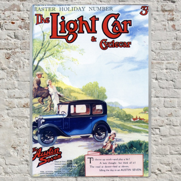1932 Austin 7 Lazy Days Light Car Cover - Metal Plate Print 20cm x 30cm (Portrait)