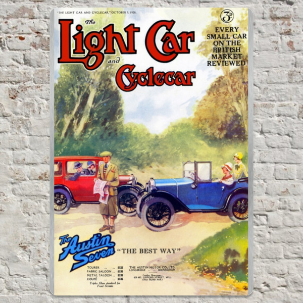 1928 Austin 7 Gathering Light Car Cover - Metal Plate Print 20cm x 30cm (Portrait)