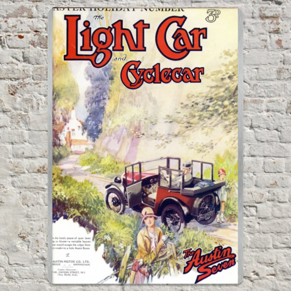 1929 Austin 7 Light Car Cover - Metal Plate Print 20cm x 30cm (Portrait)