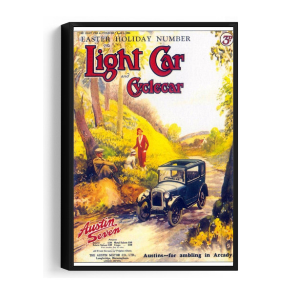 1930 Austin 7 Ambling Light Car Cover - Framed Canvas 12"x18" (Portrait)