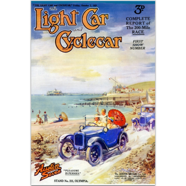1925 Austin 7 at the Beach Light Car Cover - Art Poster (Portrait)