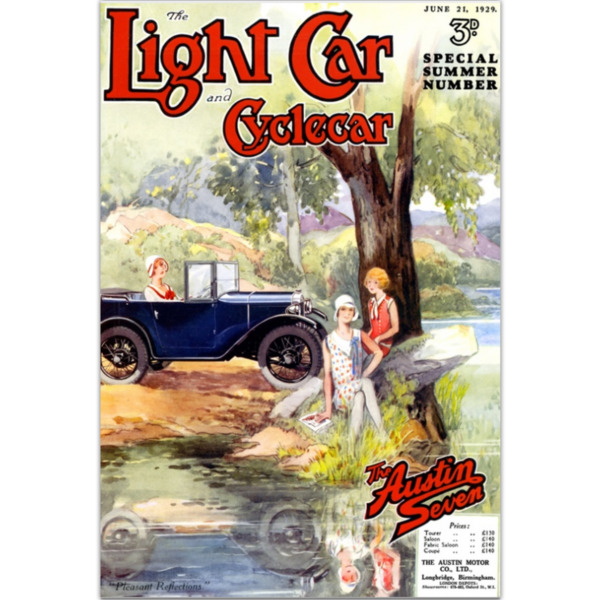 1929 Austin 7 by the River Light Car Cover - Art Poster (Portrait)