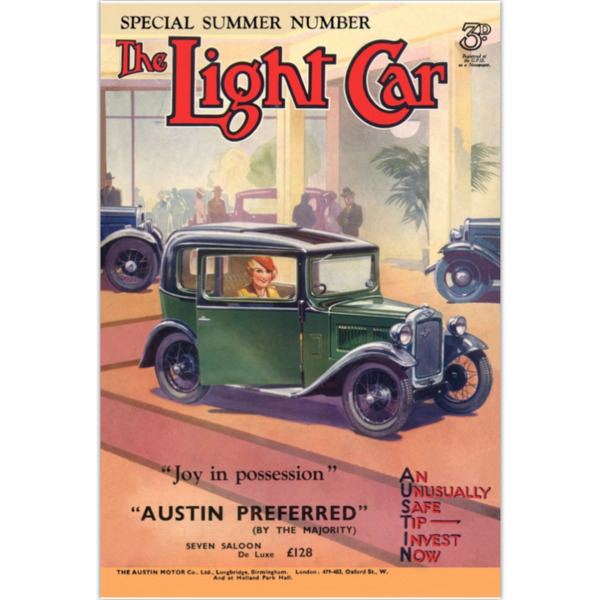 1931 Austin 7 Showroom Light Car Cover - Art Poster (Portrait)