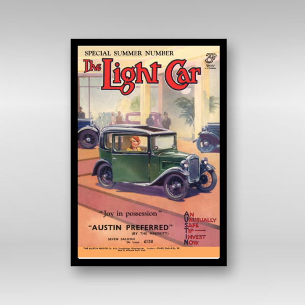 1931 Austin 7 Showroom Light Car Cover - Framed Art Print (Portrait)