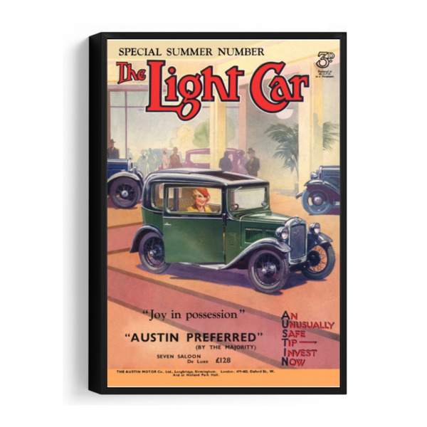 1931 Austin 7 Showroom Light Car Cover - Framed Canvas 12"x18" (Portrait)