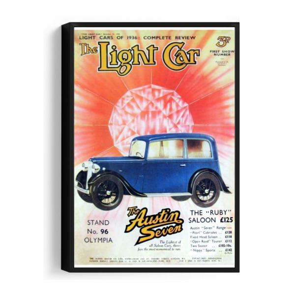 1935 Austin Ruby Light Car Cover - Framed Canvas 12"x18" (Portrait)