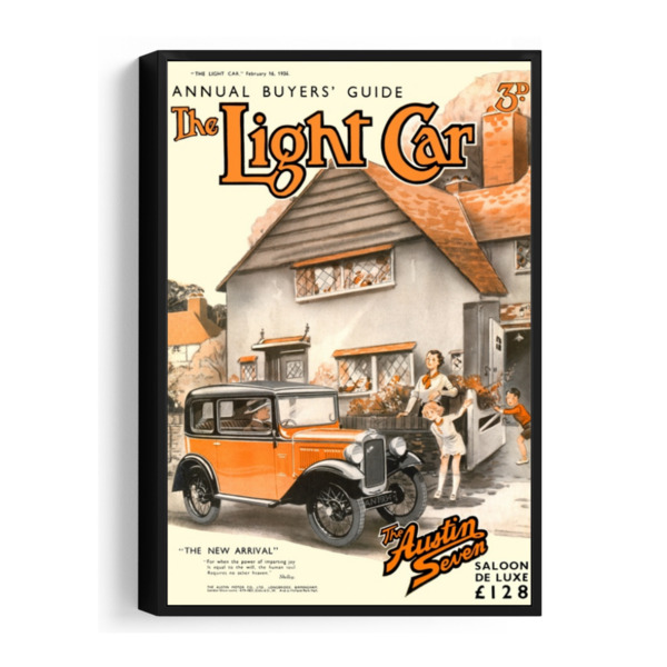 1934 Austin 7 De Luxe Light Car Cover - Framed Canvas 12"x18" (Portrait)
