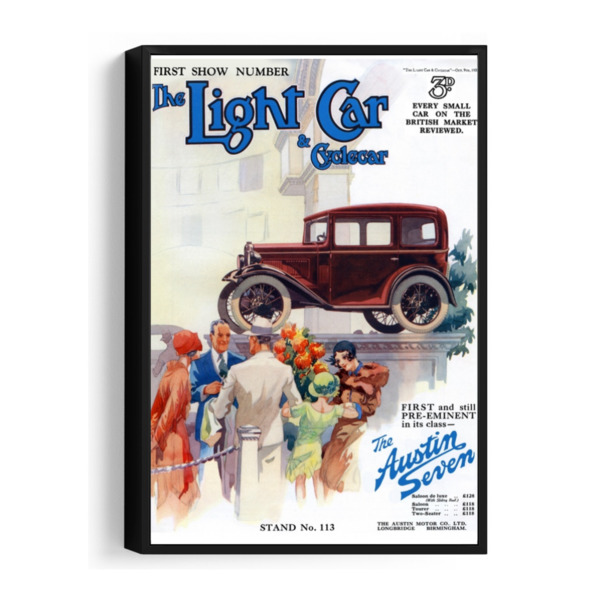 1931 Austin 7 Exhibition Light Car Cover - Framed Canvas 12"x18" (Portrait)