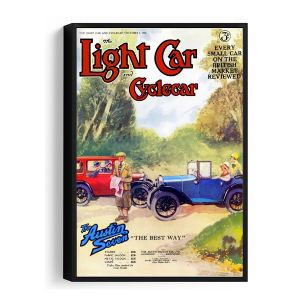 1928 Austin 7 Gathering Light Car Cover - Framed Canvas 12"x18" (Portrait)
