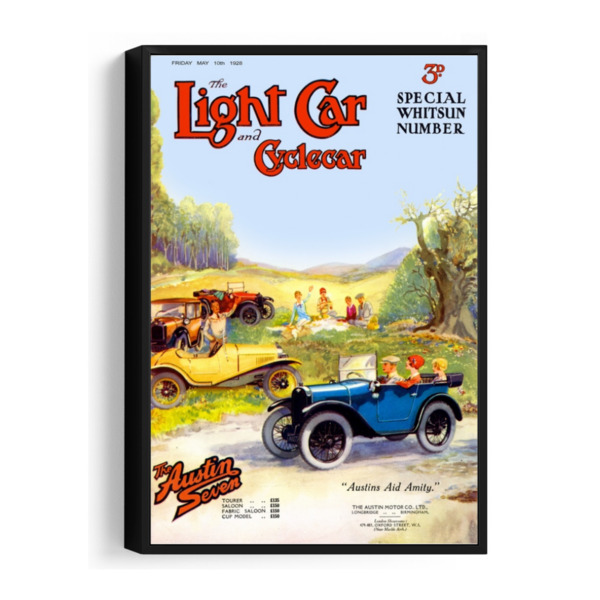 1928 Austin 7 Light Car Cover - Framed Canvas 12"x18" (Portrait)