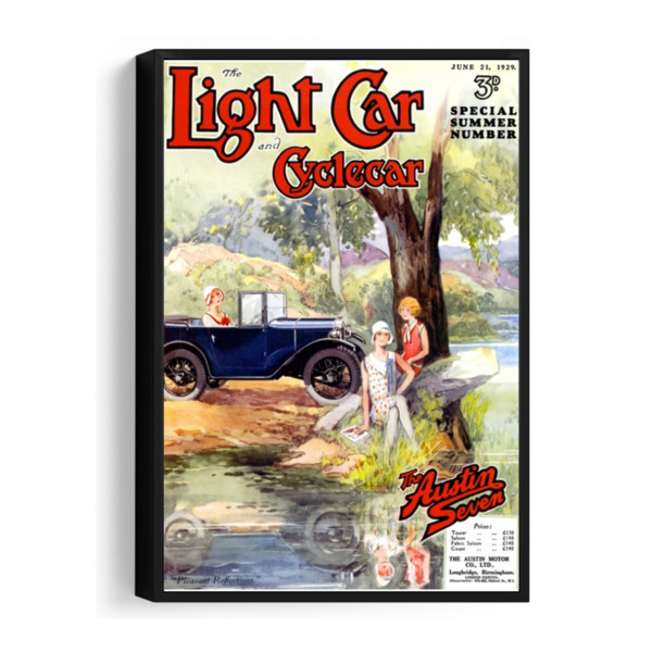 1929 Austin 7 by the River Light Car Cover - Framed Canvas 12"x18" (Portrait)