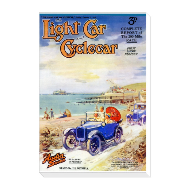 1925 Austin 7 at the Beach Light Car Cover - Canvas Print 12"x18" (Portrait)