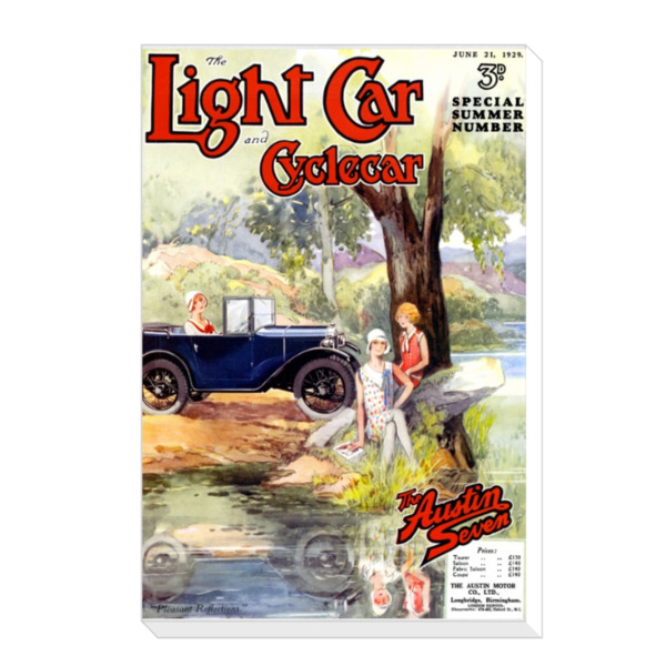 1929 Austin 7 by the River Light Car Cover - Canvas Print 12"x18" (Portrait)