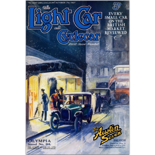 1927 Austin 7 at Night Light Car Cover - Art Poster (Portrait)