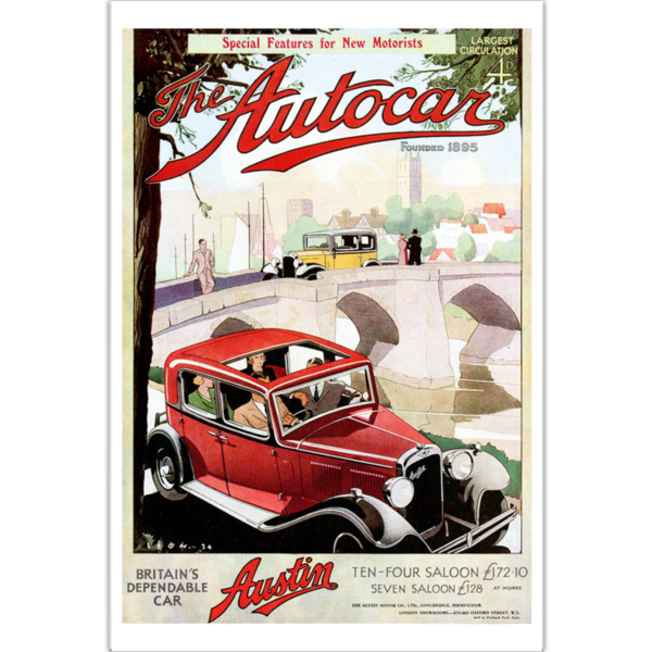 1934 Austin Seven and Austin Ten - Art Poster (Portrait)