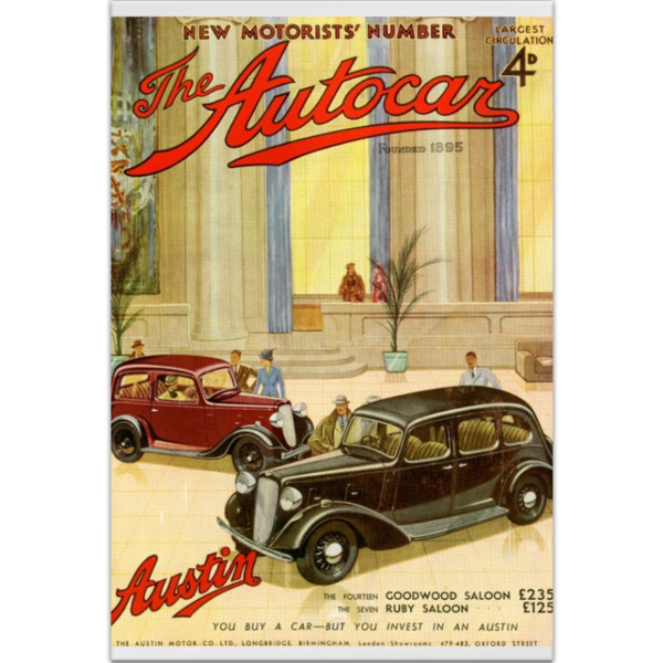 1937 Austin Seven and Austin Fourteen Goodwood - Art Poster (Portrait)