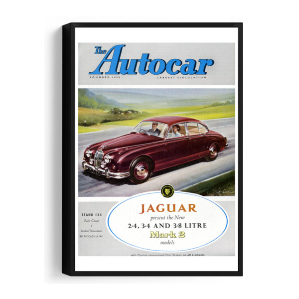 1959 Jaguar MK2 Framed Canvas 24"x36" 24 x 36"