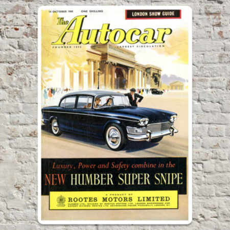 1960 Humber Super Snipe Metal Plate Print 20cm x 30cm
