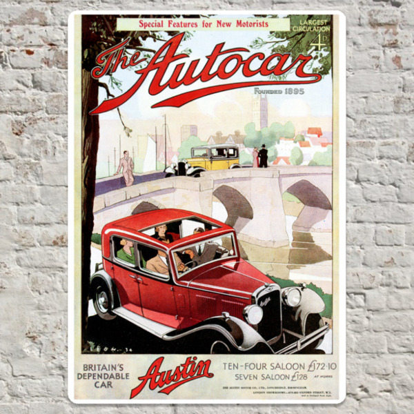 1934 Austin Seven and Austin Ten Metal Plate Print 20cm x 30cm
