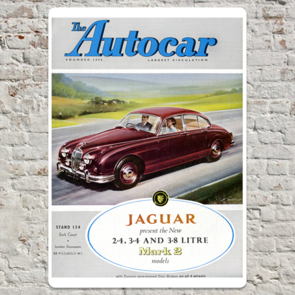 1959 Jaguar MK2 Metal Plate Print 20cm x 30cm